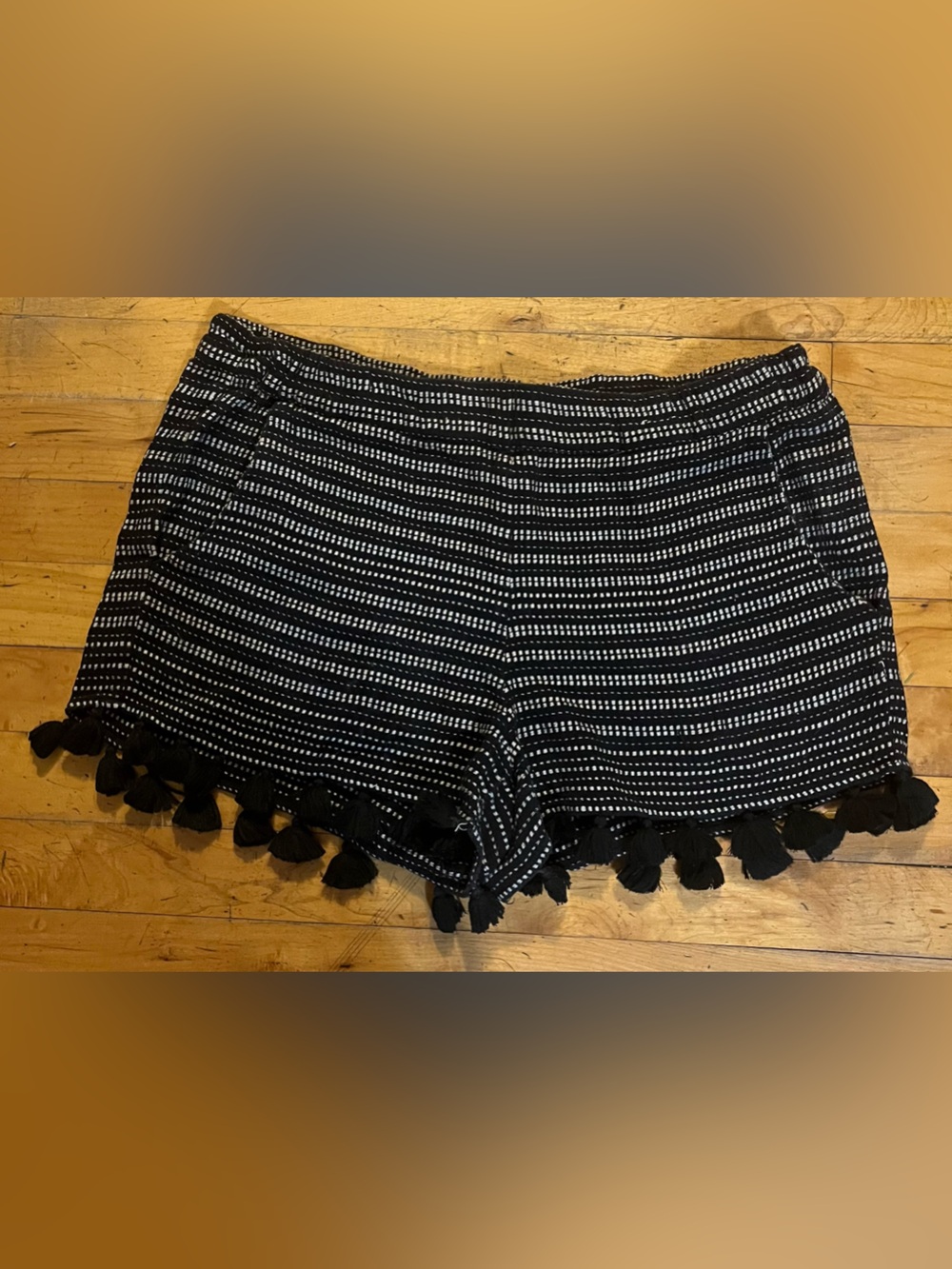 Laura Siegel Striped Pom Women’s Shorts Handcrafted Relaxed Fit Cotton Size XS